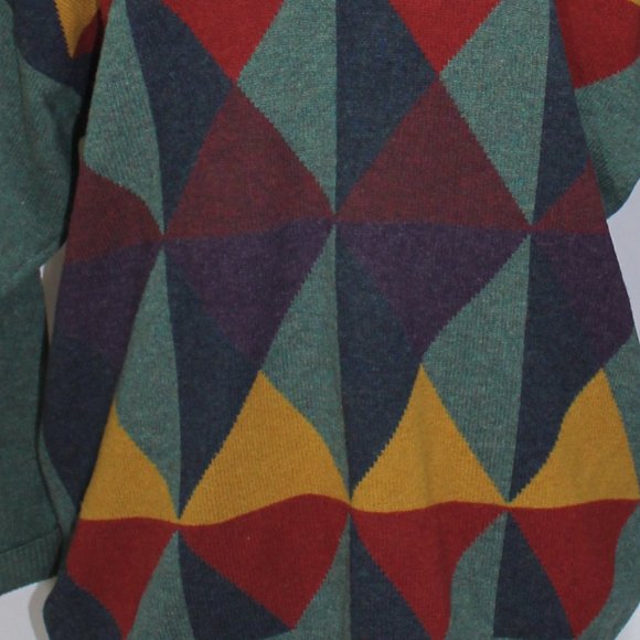 VTG Buckingham Lambswool Green with Geometric Sweater Made In England  Large - Picture 6 of 9